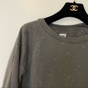 NSF Gray Distressed Sweatshirt with Ruffles, Size L